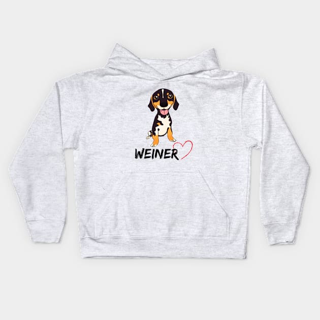 Weiner Love Kids Hoodie by Simple Tee Mix